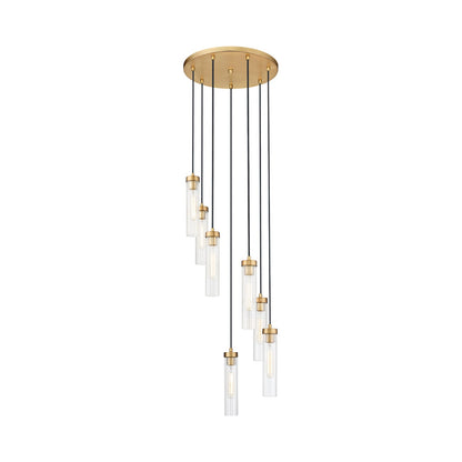 Beau Round Chandelier in Rubbed Brass (7-Light).