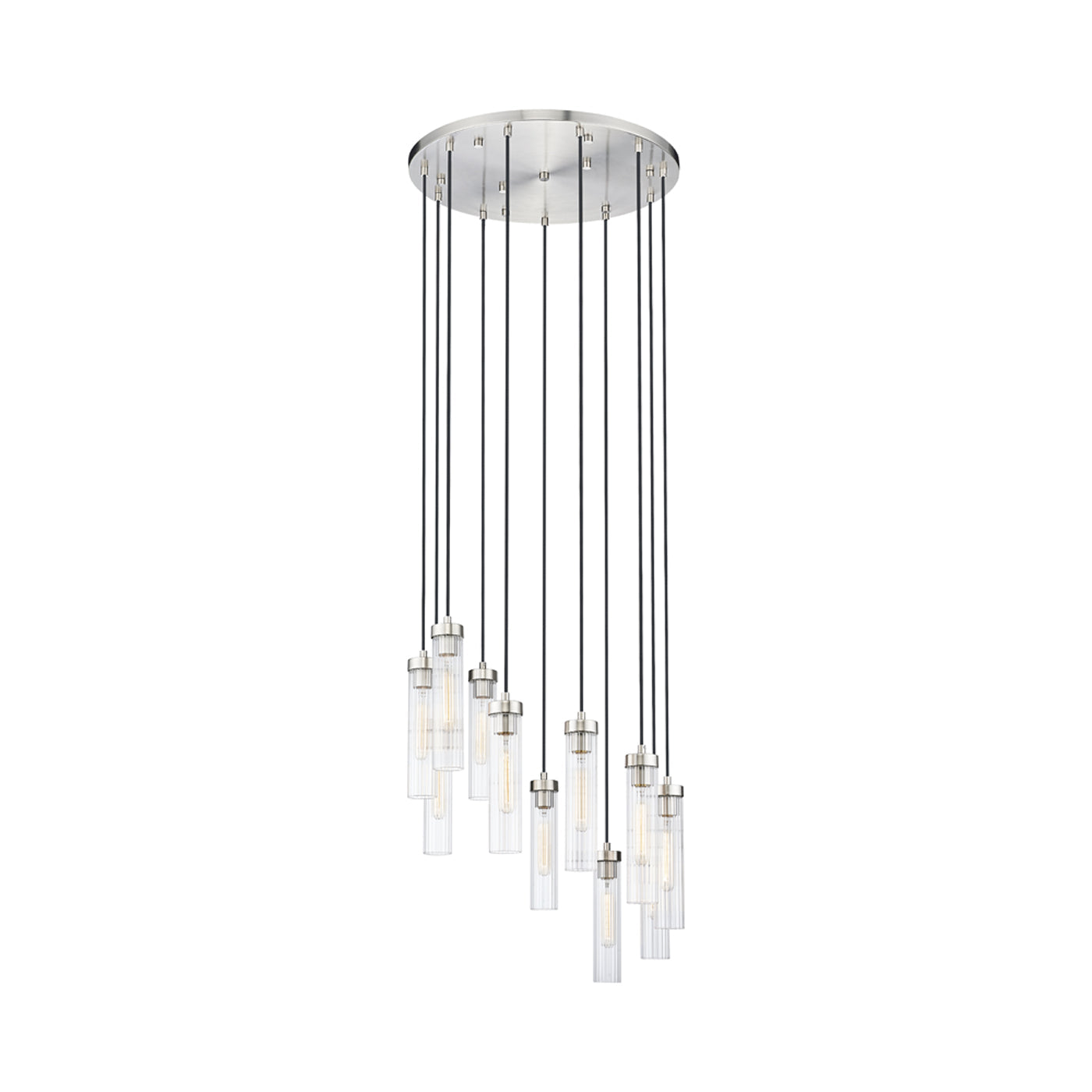 Beau Round Chandelier in Brushed Nickel (11-Light).