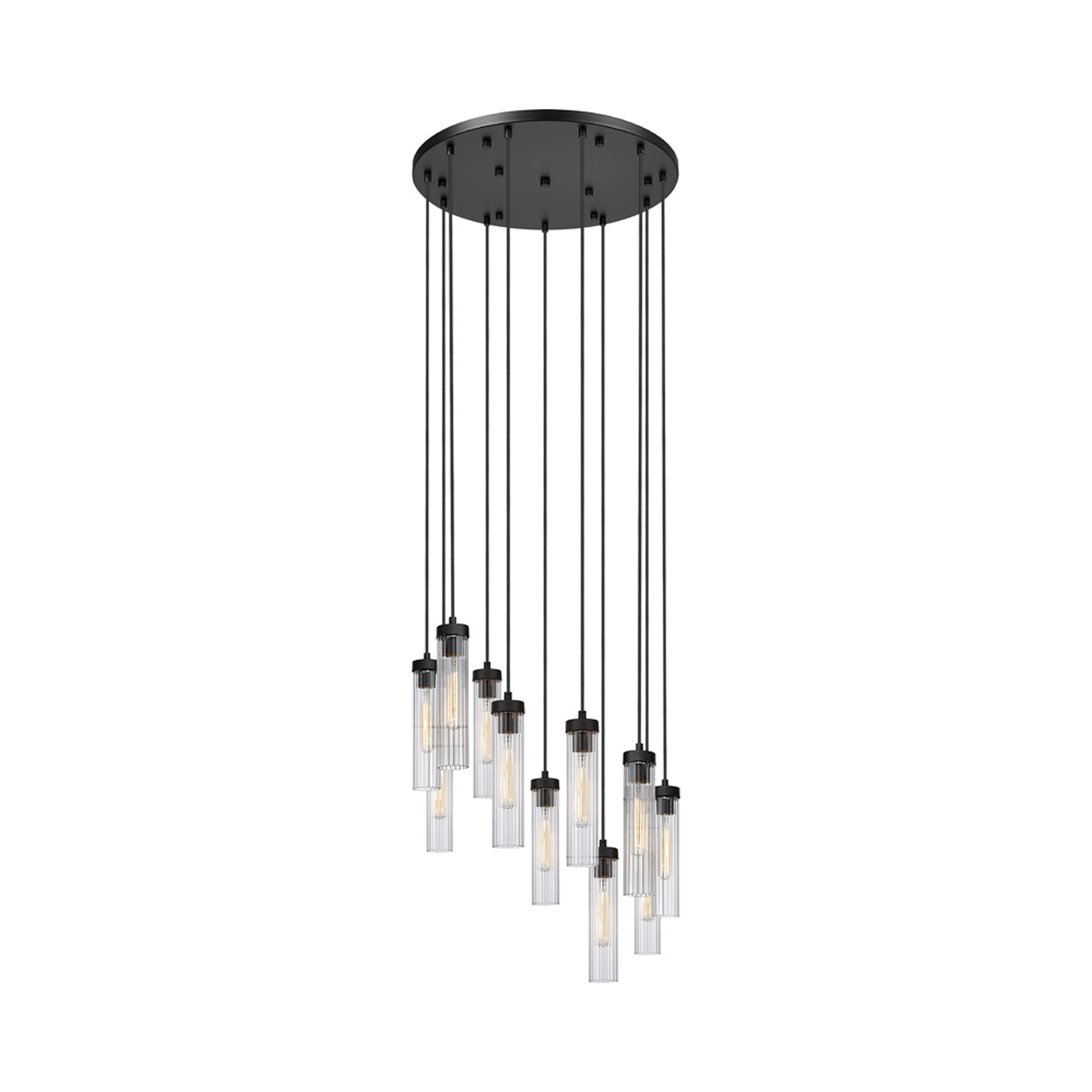Beau Round Chandelier in Matte Black (11-Light).