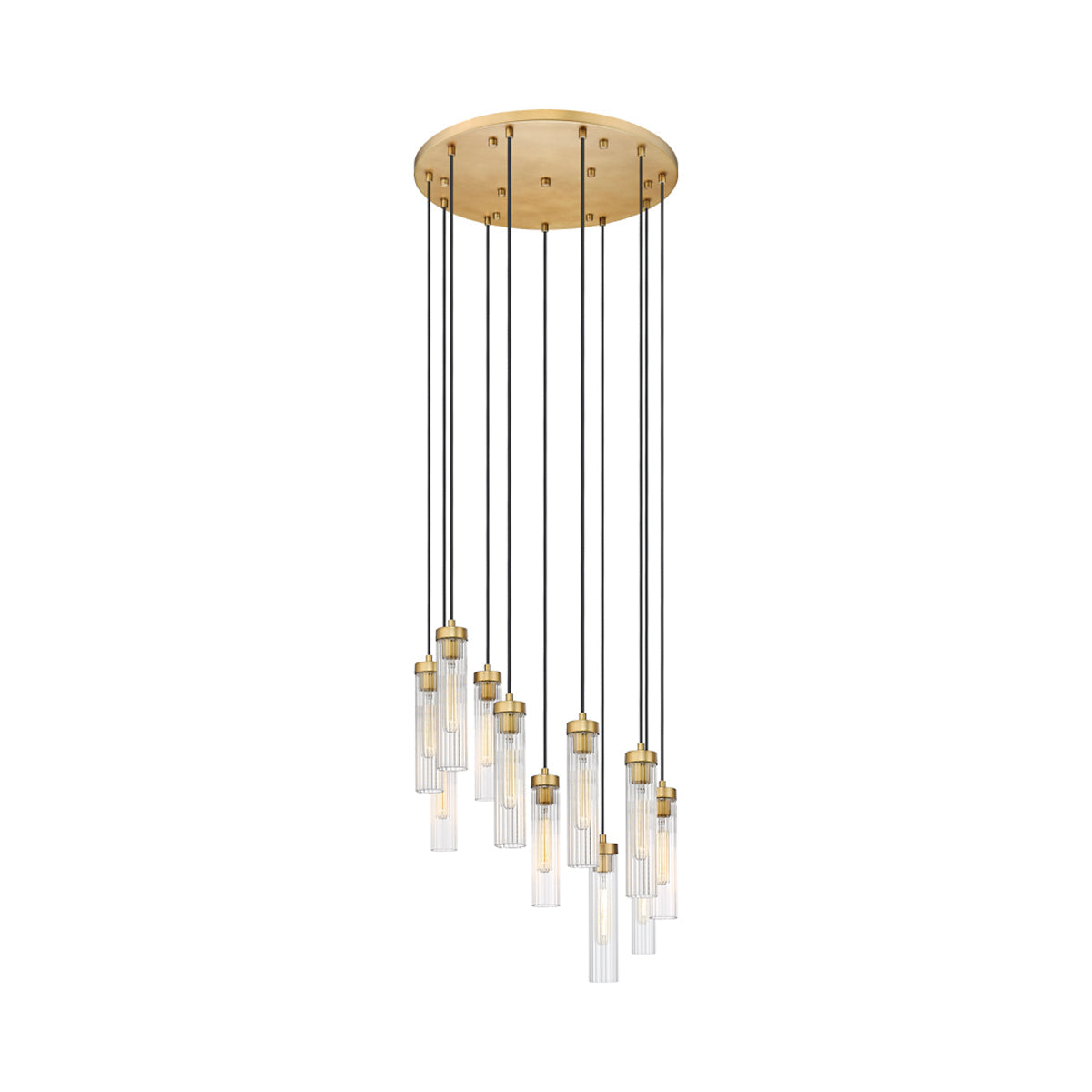 Beau Round Chandelier in Rubbed Brass (11-Light).