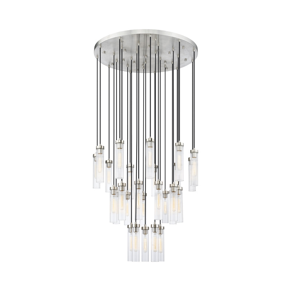 Beau Round Chandelier in Brushed Nickel (27-Light).