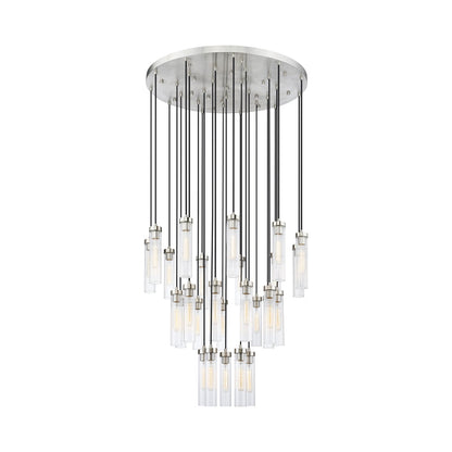 Beau Round Chandelier in Brushed Nickel (27-Light).