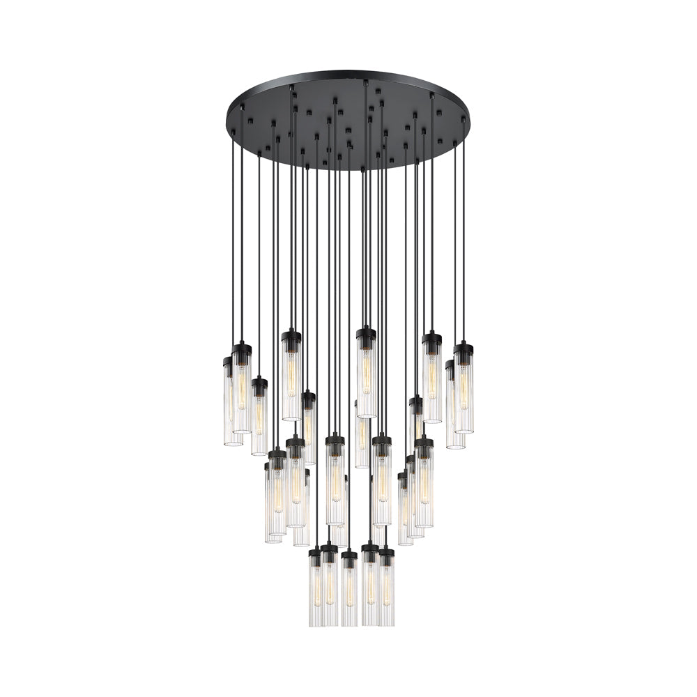 Beau Round Chandelier in Matte Black (27-Light).