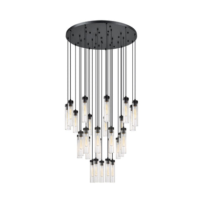 Beau Round Chandelier in Matte Black (27-Light).