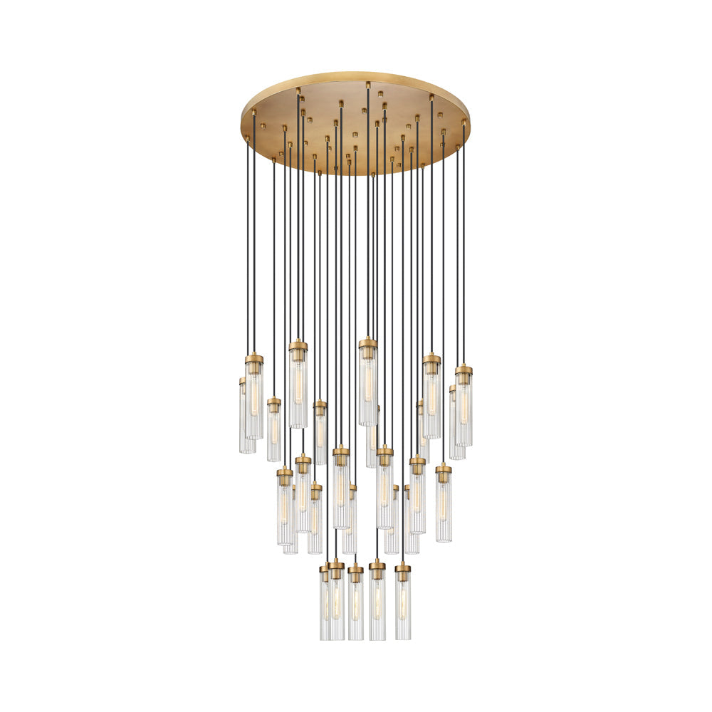 Beau Round Chandelier in Rubbed Brass (27-Light).