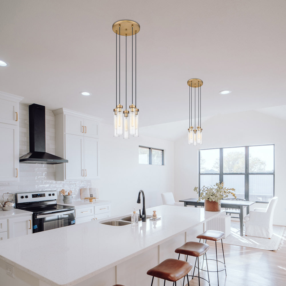 Beau Round Chandelier in kitchen.