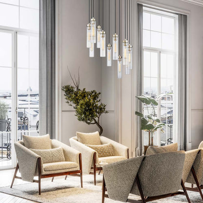 Beau Round Chandelier in living room.