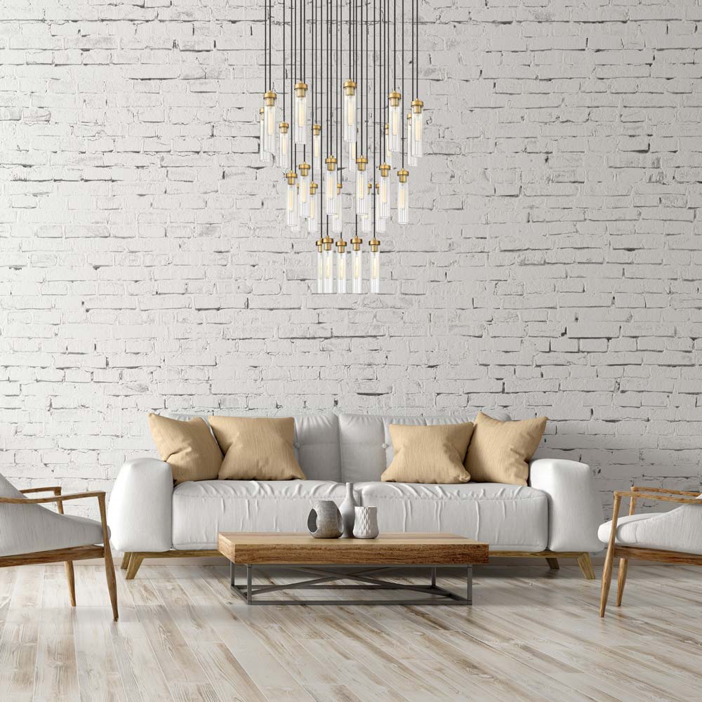 Beau Round Chandelier in living room.