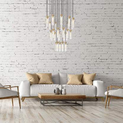 Beau Round Chandelier in living room.