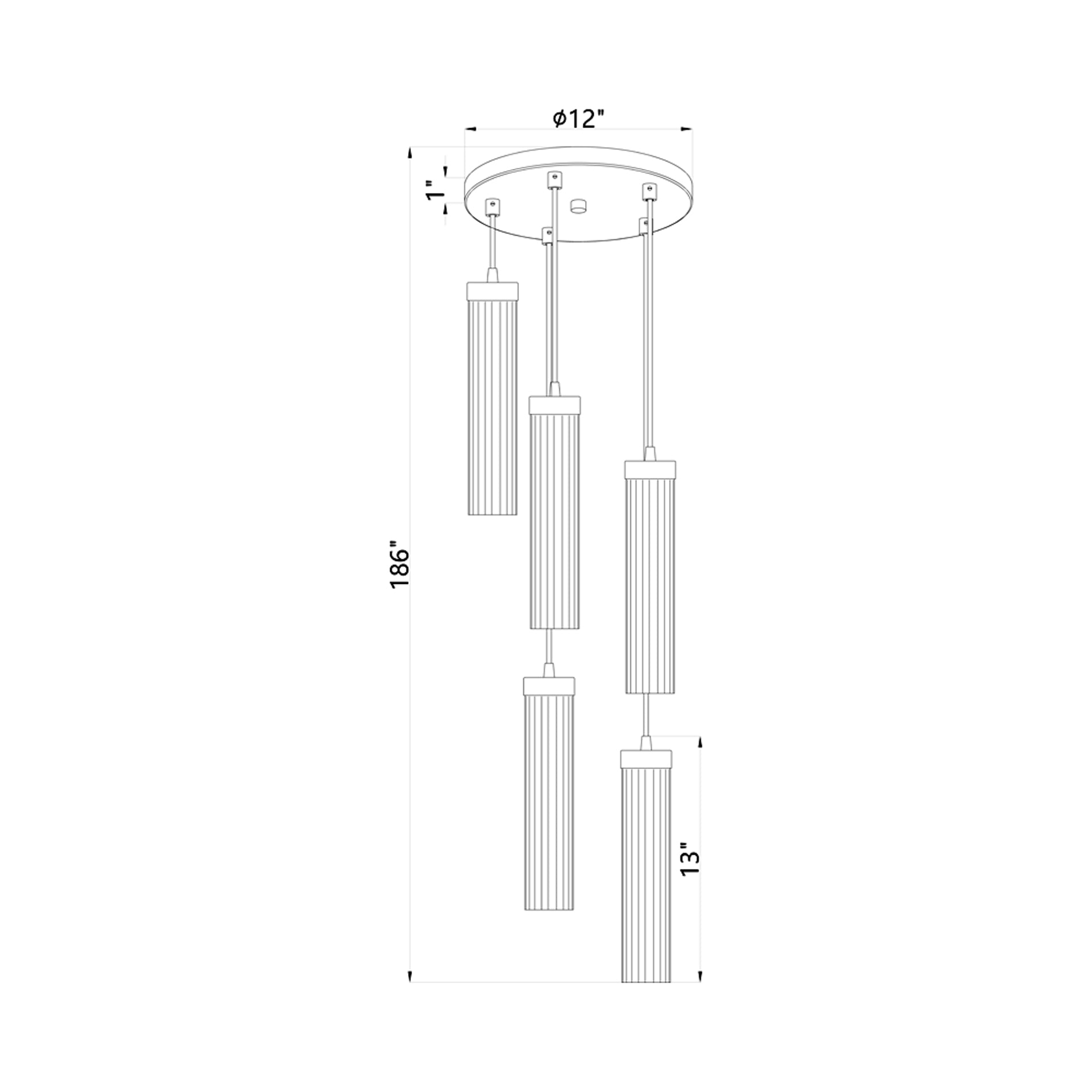 Beau Round Chandelier - line drawing.