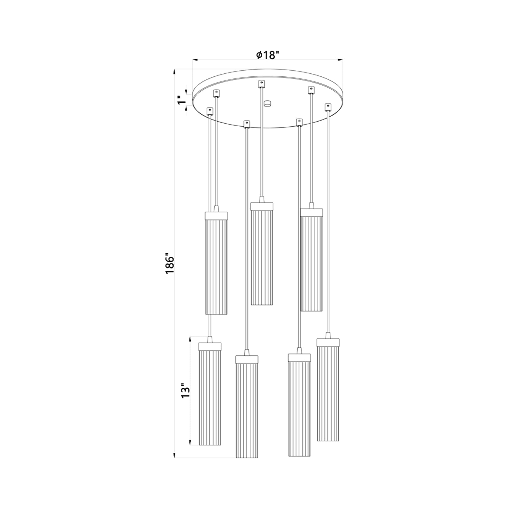 Beau Round Chandelier - line drawing.
