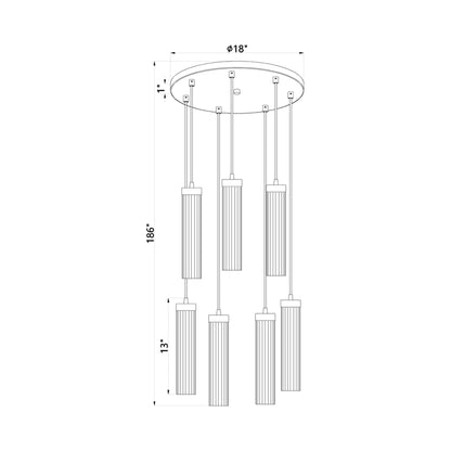 Beau Round Chandelier - line drawing.