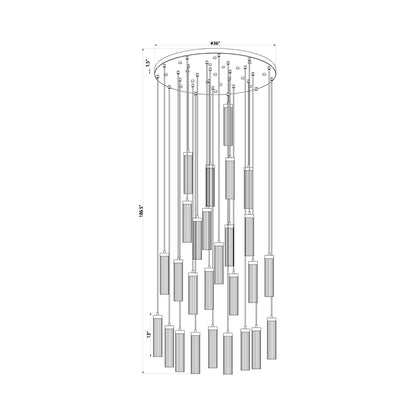Beau Round Chandelier - line drawing.