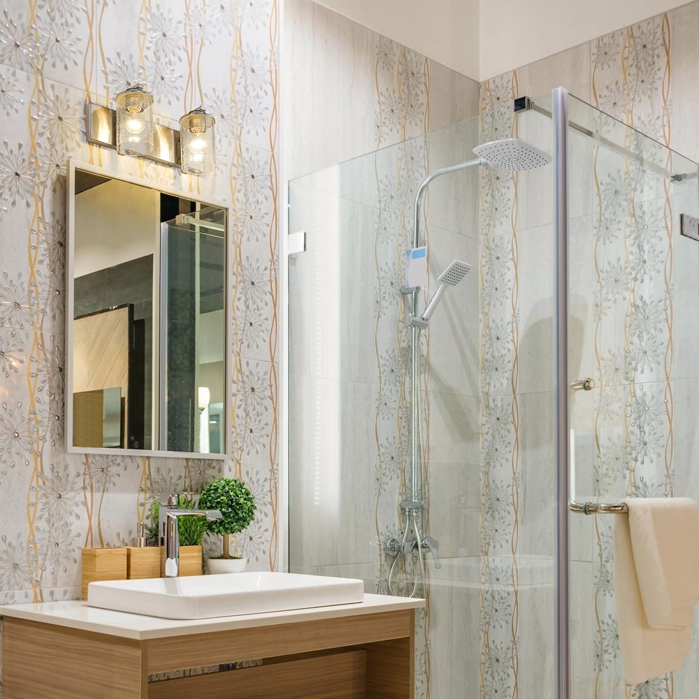 Beckett Bath Vanity Light in bathroom.