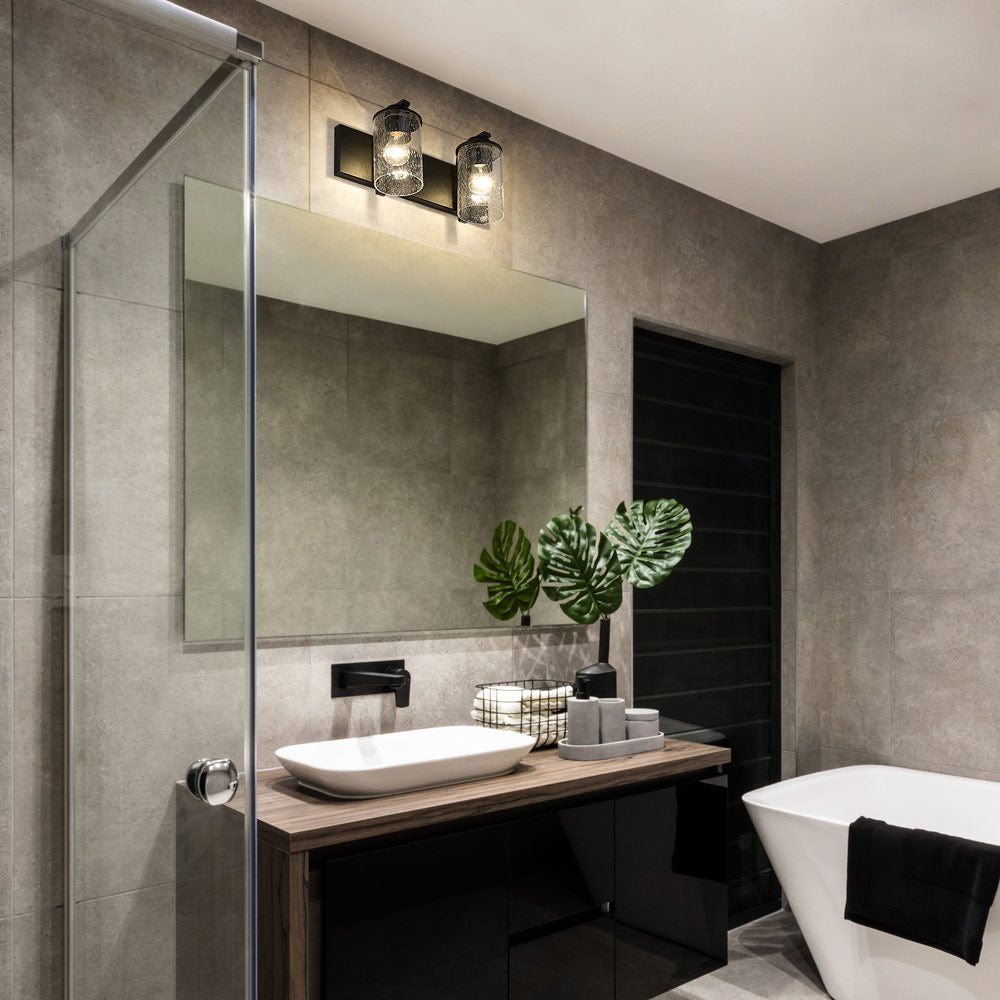 Beckett Bath Vanity Light in bathroom.