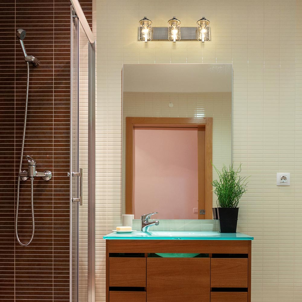 Beckett Bath Vanity Light in bathroom.