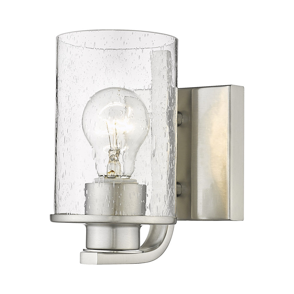 Beckett Bath Wall Light in Brushed Nickel.