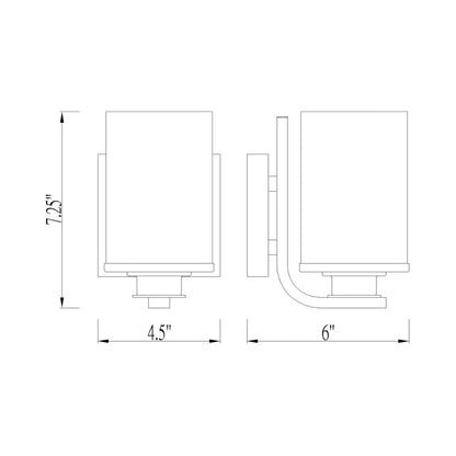 Beckett Bath Wall Light - line drawing.