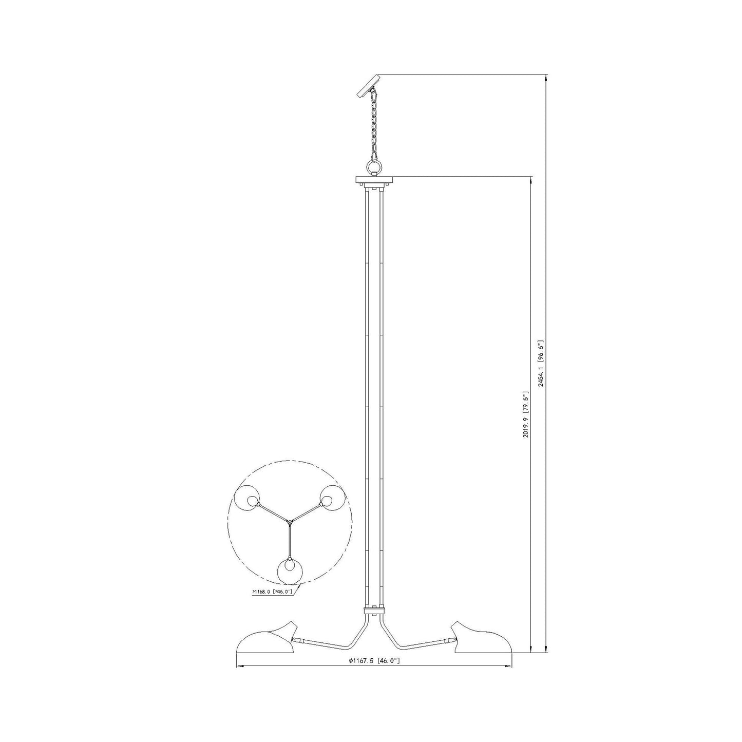 Bellamy Chandelier - line drawing.