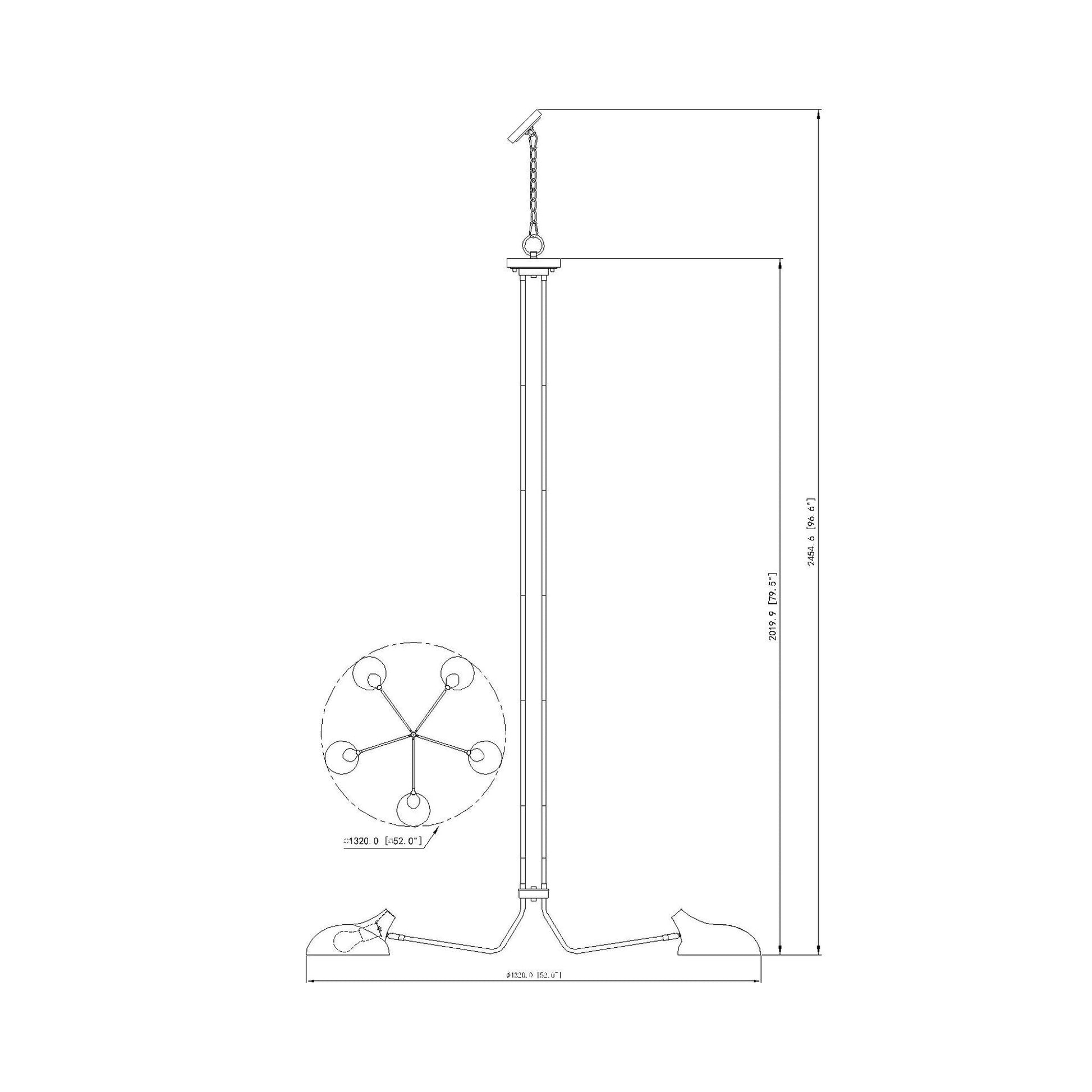 Bellamy Chandelier - line drawing.