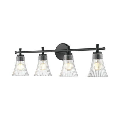 Belle Bath Vanity Light in Matte Black (4-Light).