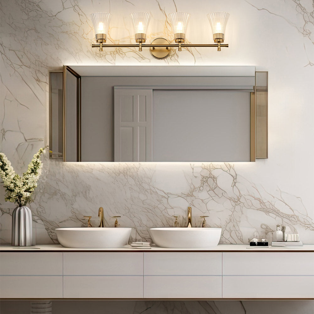 Belle Bath Vanity Light in bathroom.