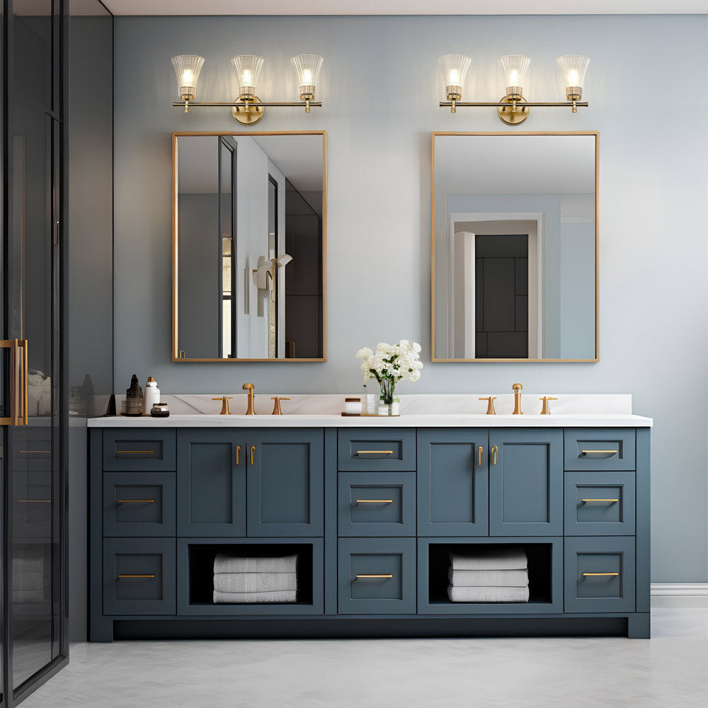 Belle Bath Vanity Light in bathroom.