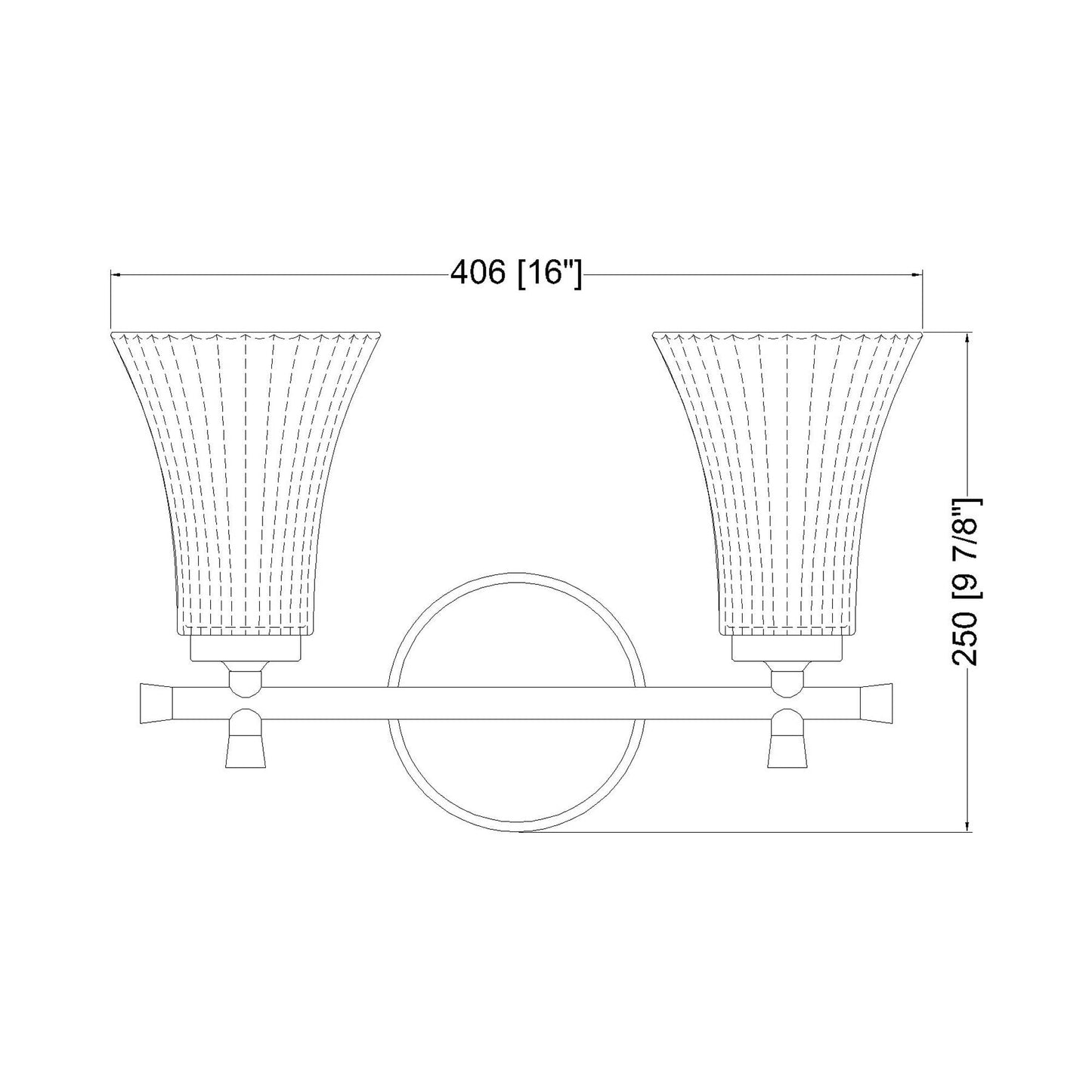 Belle Bath Vanity Light - line drawing.