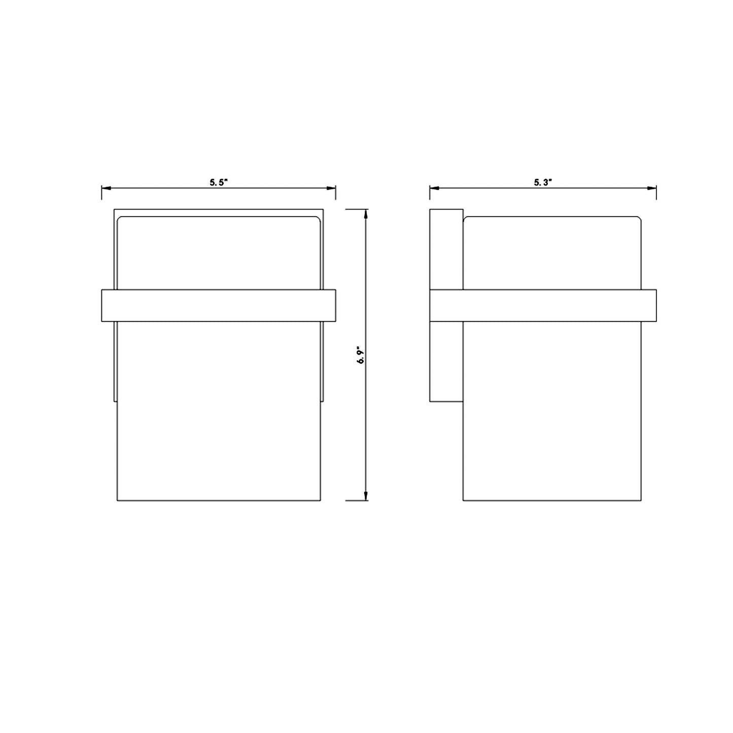 Bennington Bath Wall Light - line drawing.