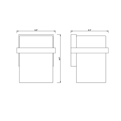 Bennington Bath Wall Light - line drawing.