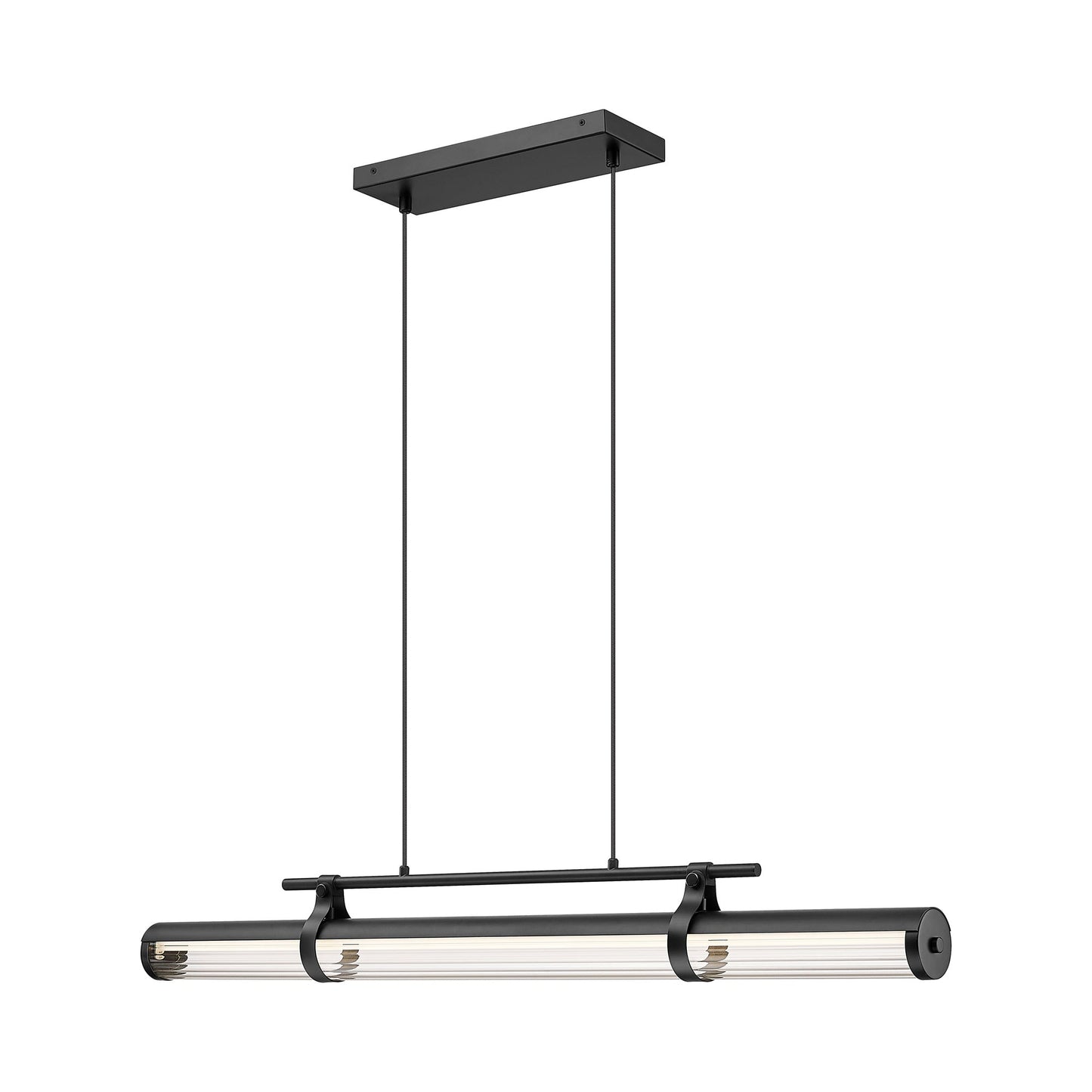 Benoit Linear LED Chandelier in Matte Black (44-Inch).