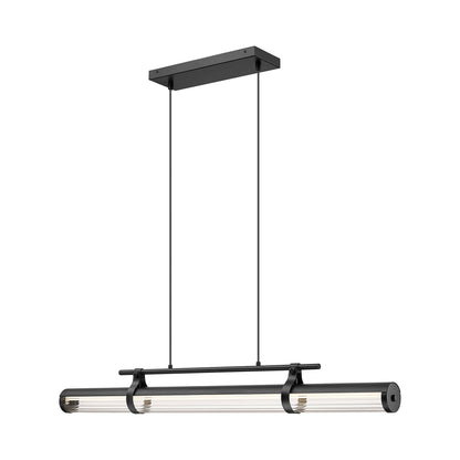 Benoit Linear LED Chandelier in Matte Black (44-Inch).