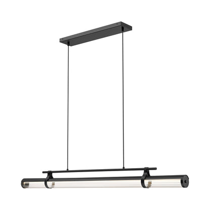 Benoit Linear LED Chandelier in Matte Black (56-Inch).