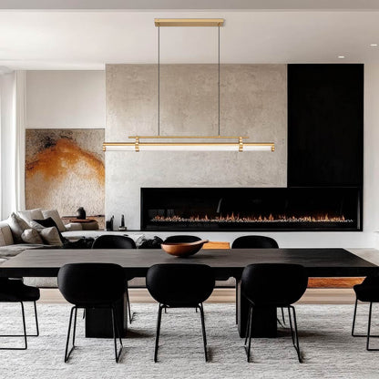 Benoit Linear LED Chandelier in living room.