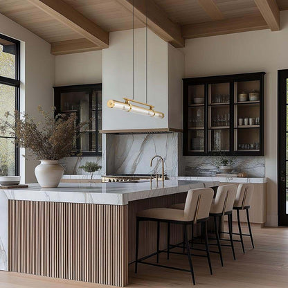 Benoit Linear LED Chandelier in kitchen.