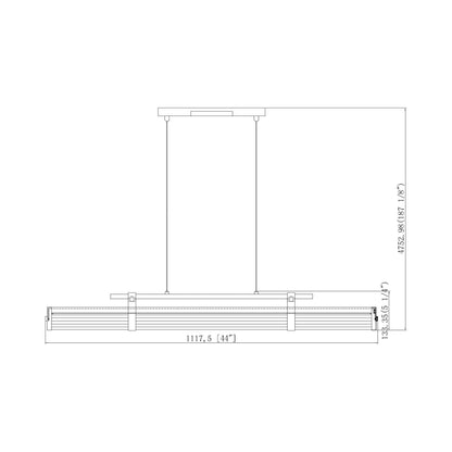 Benoit Linear LED Chandelier - line drawing.