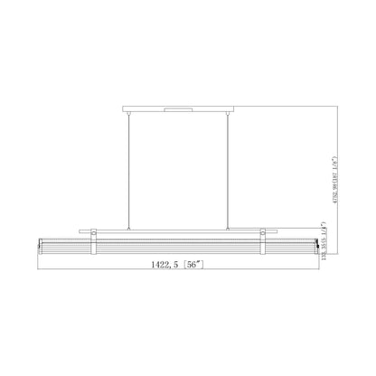 Benoit Linear LED Chandelier - line drawing.