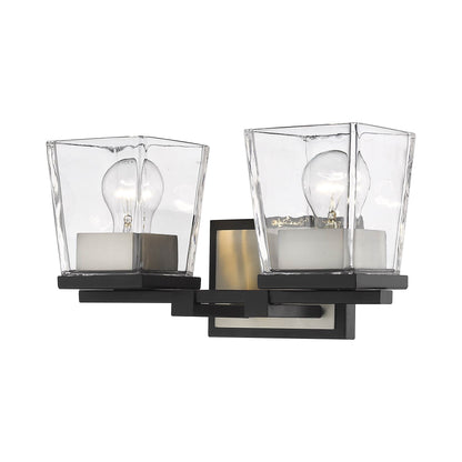 Bleeker Street Bath Vanity Light in Matte Black/Brushed Nickel (2-Light).
