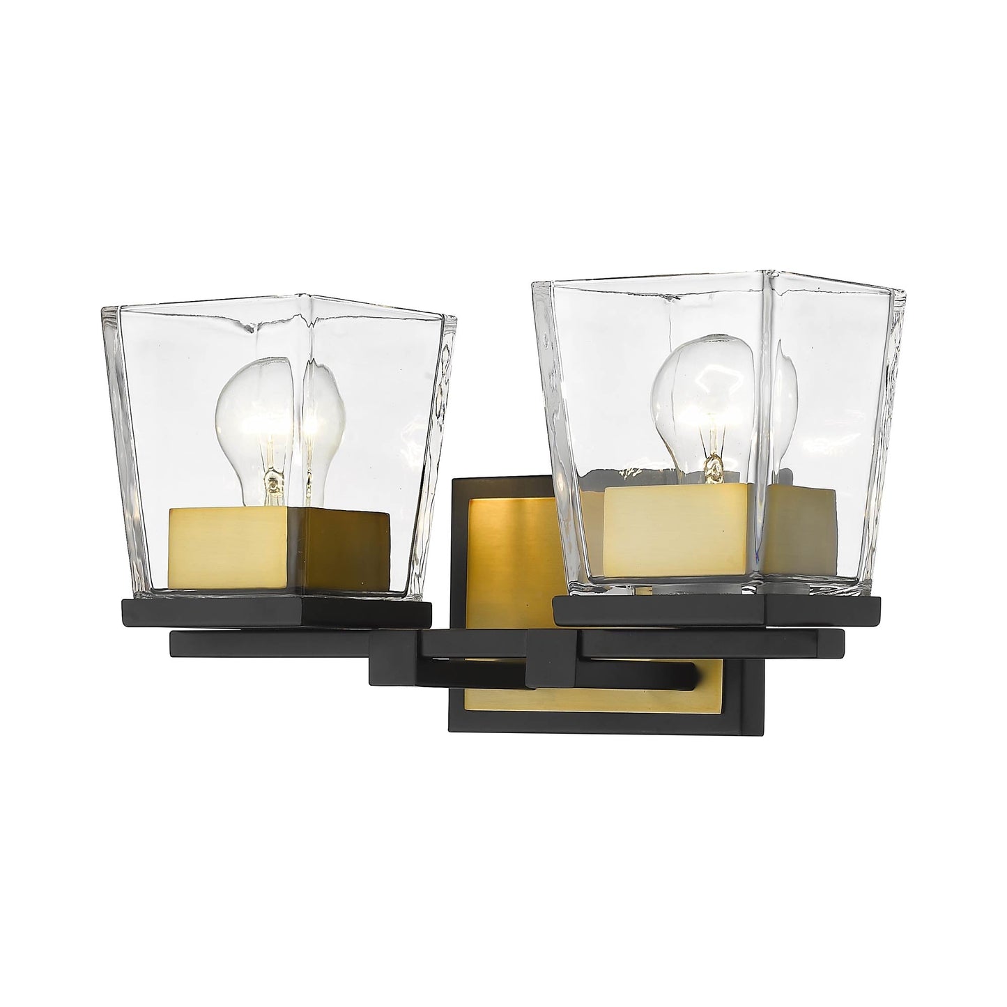 Bleeker Street Bath Vanity Light in Matte Black/Olde Brass (2-Light).