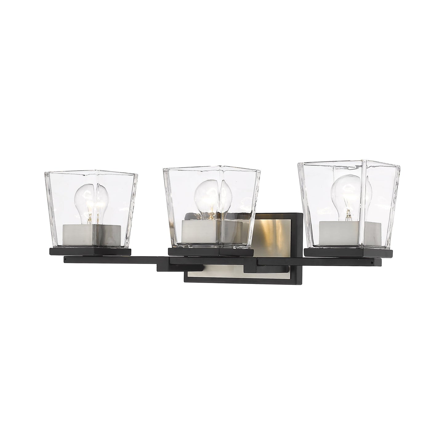 Bleeker Street Bath Vanity Light in Matte Black/Brushed Nickel (3-Light).