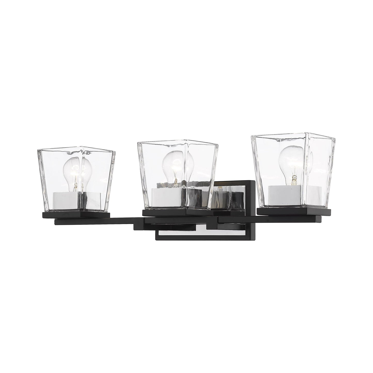 Bleeker Street Bath Vanity Light in Matte Black/Chrome (3-Light).