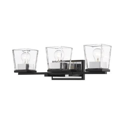Bleeker Street Bath Vanity Light in Matte Black/Chrome (3-Light).
