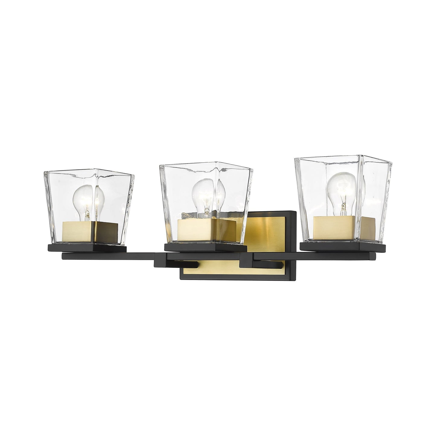 Bleeker Street Bath Vanity Light in Matte Black/Olde Brass (3-Light).