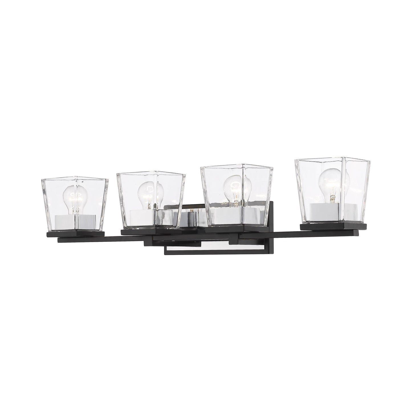 Bleeker Street Bath Vanity Light in Matte Black/Chrome (4-Light).