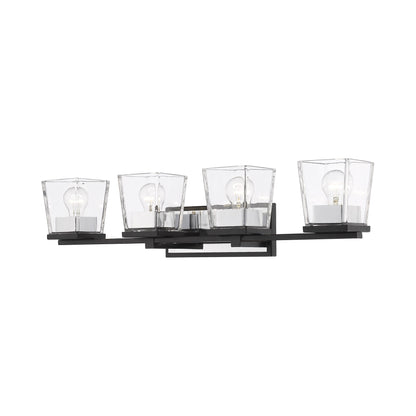 Bleeker Street Bath Vanity Light in Matte Black/Chrome (4-Light).