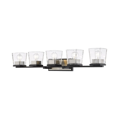 Bleeker Street Bath Vanity Light in Matte Black/Brushed Nickel (5-Light).