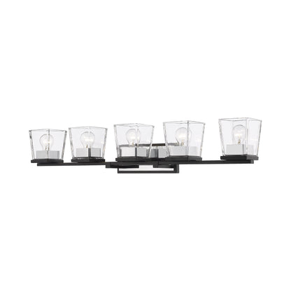 Bleeker Street Bath Vanity Light in Matte Black/Chrome (5-Light).