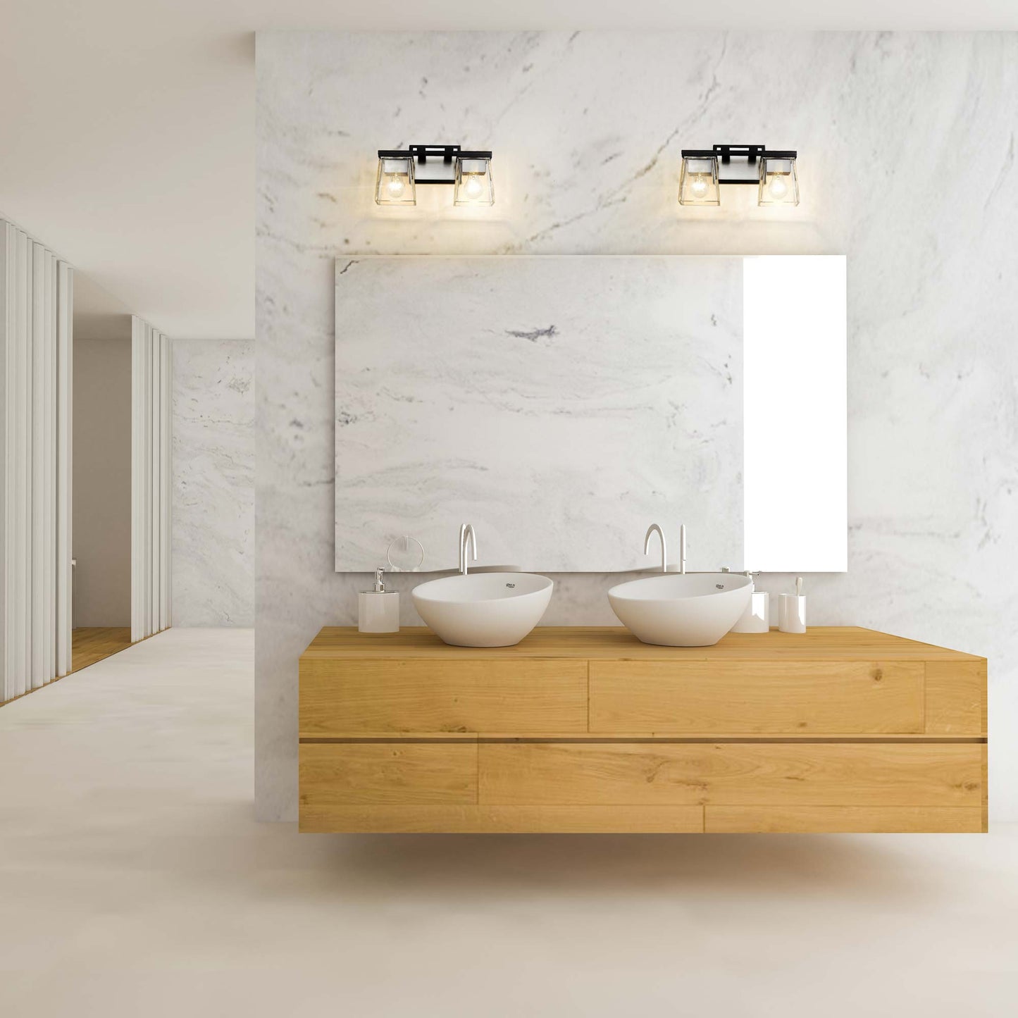 Bleeker Street Bath Vanity Light in bathroom.
