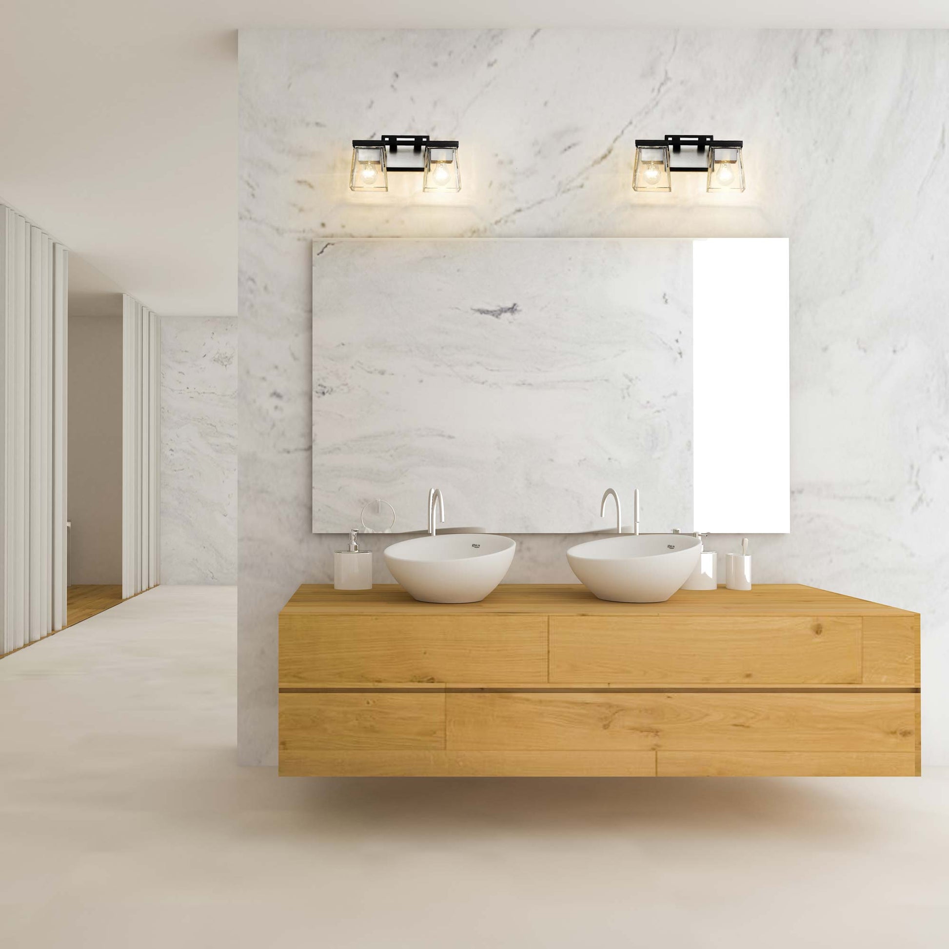 Bleeker Street Bath Vanity Light in bathroom.