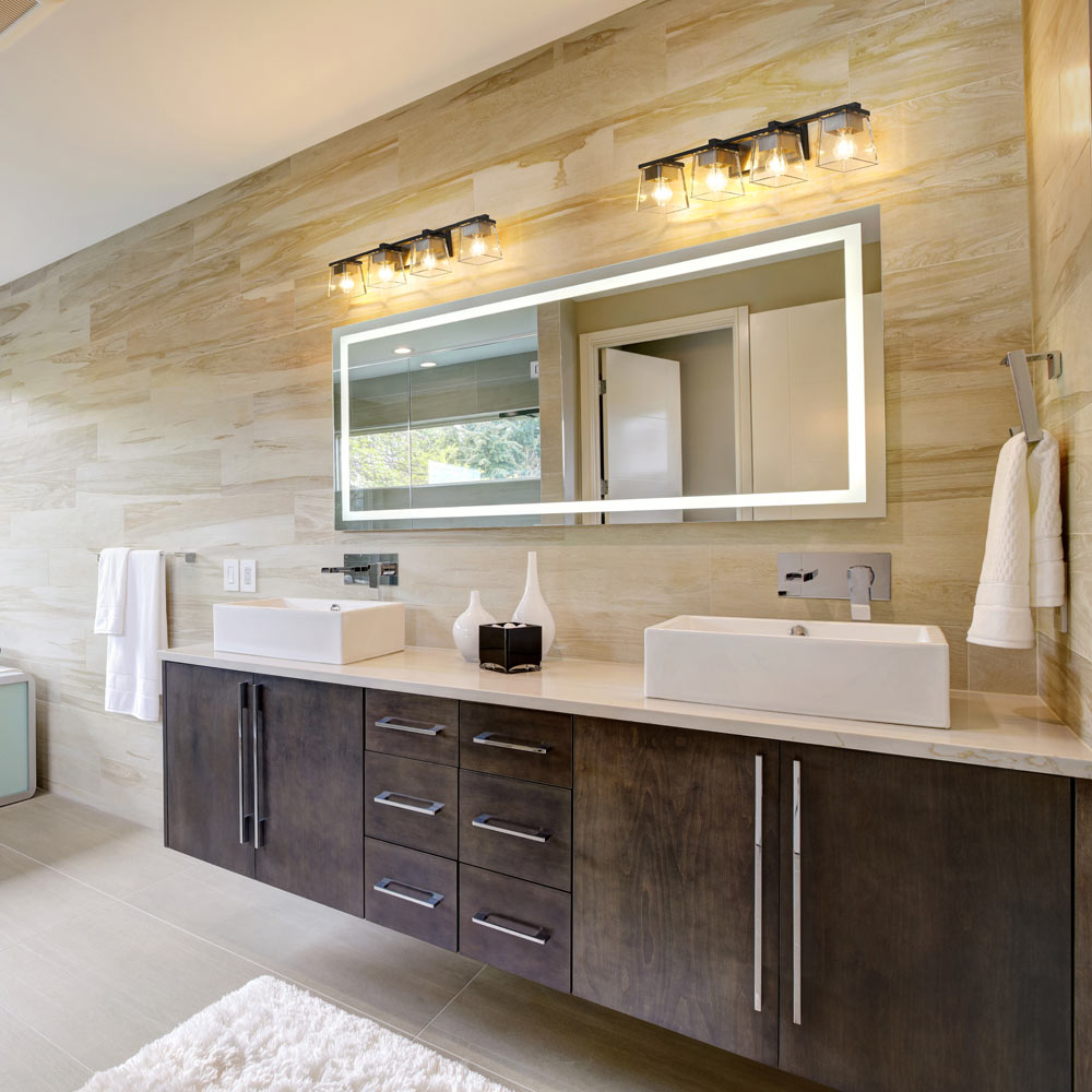 Bleeker Street Bath Vanity Light in bathroom.
